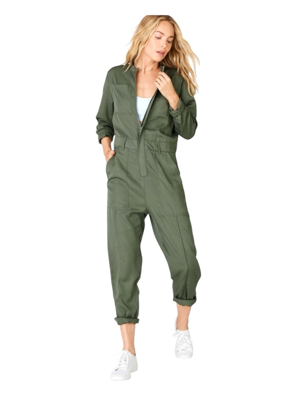 FABLETICS Everleigh Woven Olive Utility Jumpsuit